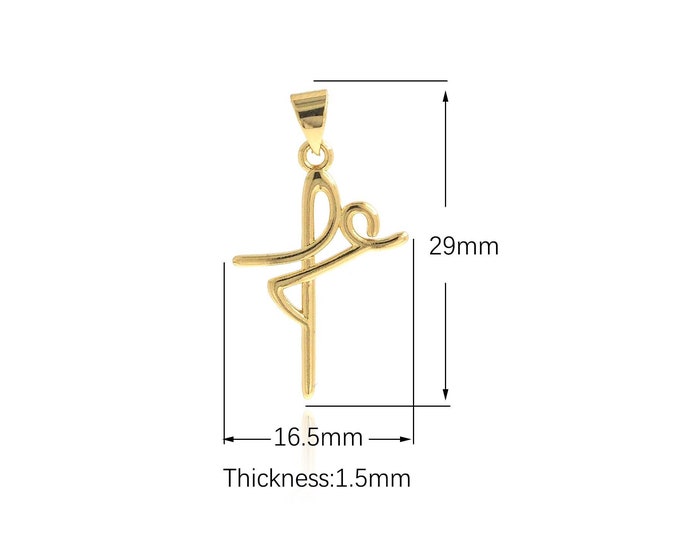 Cubic Zirconia Weapon Charm 18K Gold Filled Arts Sword Pendant Cross Charm Suitable for Bracelet Necklace Jewelry 29x16.5x1.5mm