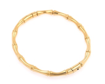 18k Gold Filled Bamboo Bangle,Gold Dainty Open Bangle,Simple Bangle,Gift for Her