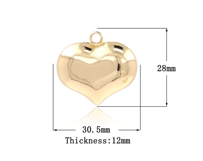 1Pcs Gold Heart Pendant Golden Fluffy Heart Necklace Gold Filled Love and Friendship Necklace DIY Jewelry Making Accessories 28x30.5x12mm