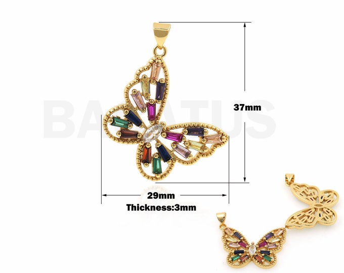 Elegantly Designed And Exquisite insect Pendant Butterfly Necklace 18K Gold Filled Micro-Pave Butterfly Pendant Gift For Her 37x29x3mm
