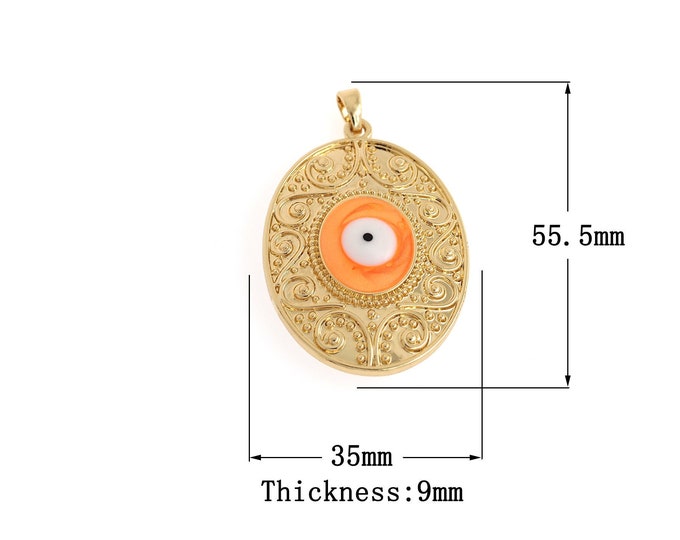 18K Gold Filled Devil's Eye Pendant,Enamel Eyes Charms, Devil's Eye Necklace for DIY Jewelry Making Supplies