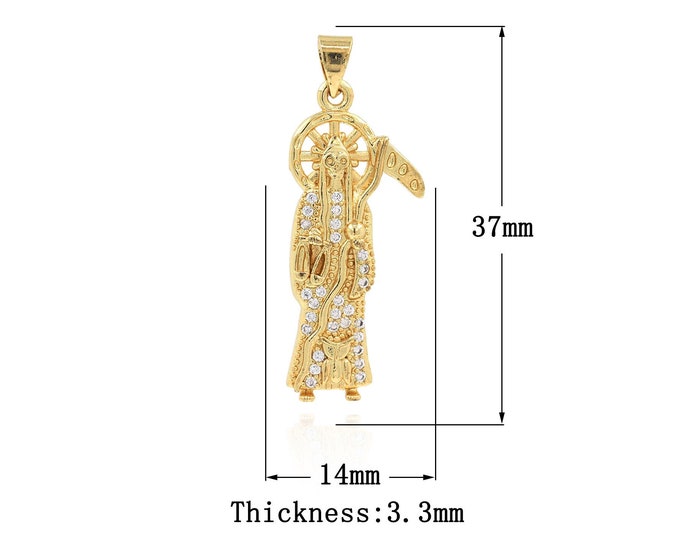 18K Gold Filled CZ Santa Muerte Pendant,Gold Dainty Santa Muerte Charms,Santa Muerte Charm Bracelet Necklace for DIY Jewelry Making Supply