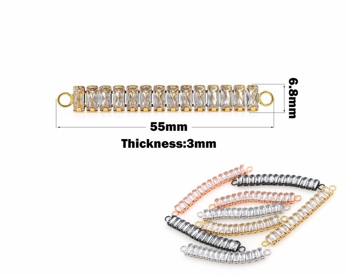 18K Gold Filled Tennis Bracelet Connector, Micropavé CZ Tennis Player Link Head, Tennis Bracelet, Ladies Bracelet, Gold Bracelet, 6.8x55x3mm