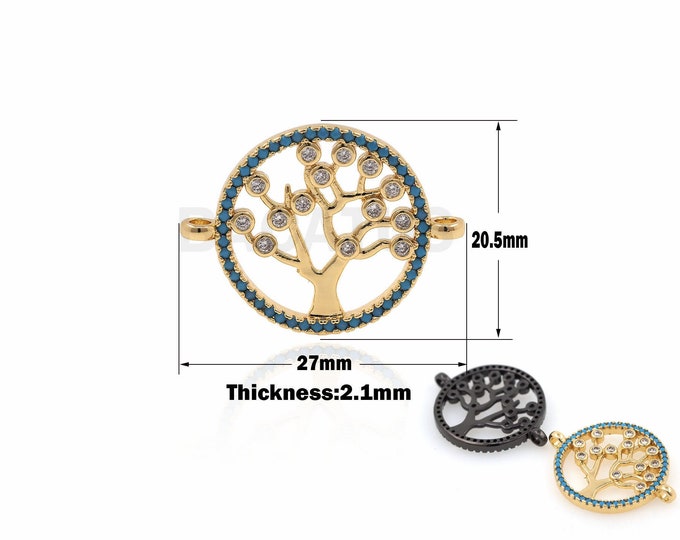 1PCS 18K Filled Gold Round Tree Connector,Life Tree Necklace,Round Tree Connector For Bracelets Making 20.5x27x2.1mm