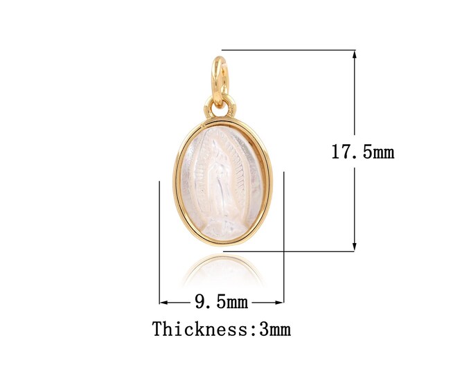 18K Gold Filled Our Lady Pendant,Shell Our Lady Charms, Our Lady Necklace for DIY Jewelry Making Supplies