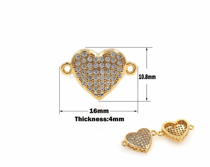 1PCS DIY Jewelry Love Connector Love Charm Micro-Pave Filling Gold Suitable for Bracelet Necklace Jewelry Making Supplies 10.8x16x4mm