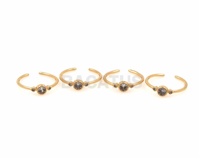 1pcs, Micropavé Cubic Zirconia Adjustable Ring, 18K Gold Filled Openable Ring, Round Ring, Engagement Ring, Gift For Her