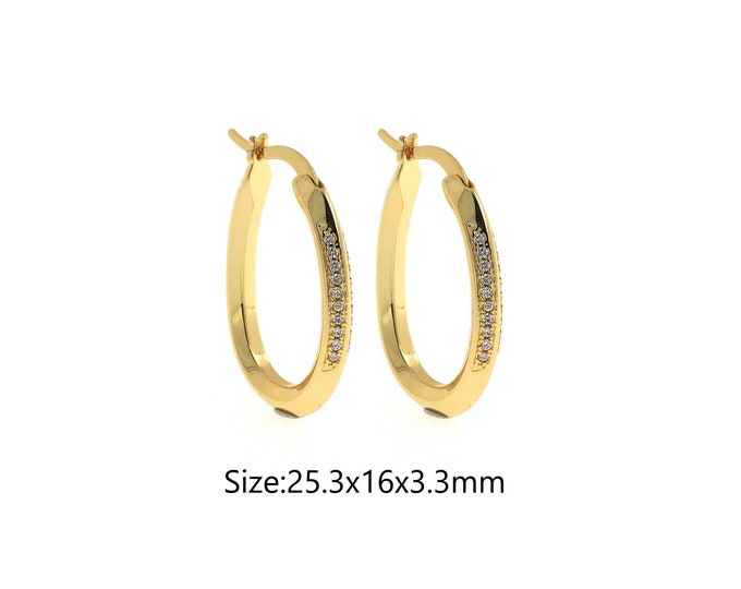 1Pair 18K Gold Filled Oval  Earrings Boho Earrings Polygonal Earrings Fine Earrings Gift for Her,Dainty Gold Earrings,