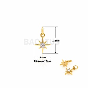 1PCS  Mini Polaris Pendant, Gold Polaris Necklace, Polaris Charm, Star Pendant, Star Charm 12.5×8.1×2.5mm