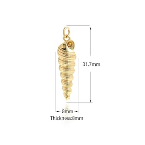 Charm conque en or, breloque de plage or 18 carats, collier de plage, pendentif conque délicat, fournitures pour bijoux DIY,