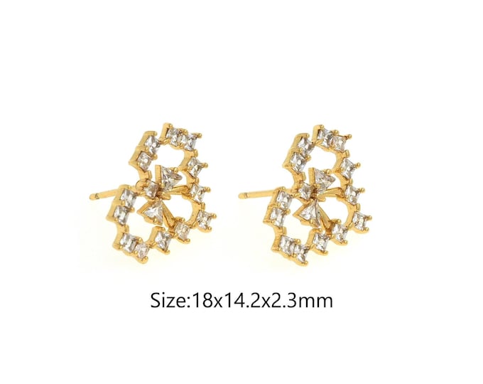 1Pair Dainty Heart-Shaped Earrings  18K Gold Filled Heart-Shaped Earrings Heart-Shaped Zircon Earrings Heart-Shaped Hoop