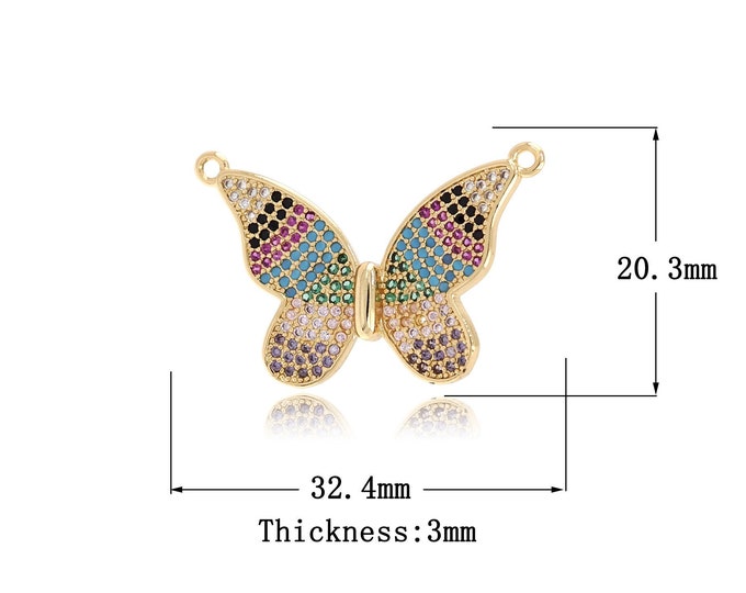 Butterfly Pendant Shiny Gold Butterfly Pendant Exquisite Pendant 18K Gold Filled Insect Jewelry DIY Jewelry Supply,32.4x20.3x3mm