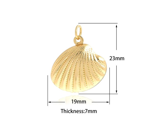 18K Gold Filled Shell Pendant,Gold Dainty Shell Charms,Simple Pendant Bracelet Necklace for DIY Jewelry Making Supply,23x19x7mm
