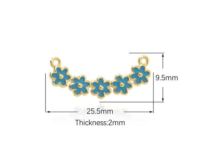 Curvy Charm, Micropavé CZ Bar Pendant, Flower Necklace, 18K Gold Filled Bar Charm, DIY Jewelry Supplies, 9.5x25.5x2mm