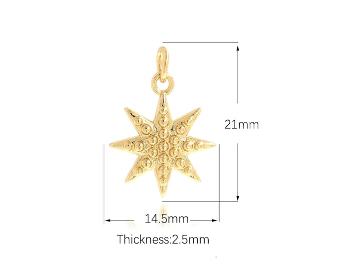 10PCS  18K Gold Filled Mini Polaris Pendant, Gold Polaris Necklace, Polaris Charm, Star Pendant, Star Charm 21X14.5X2.5mm