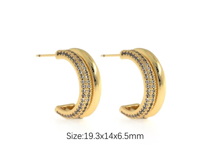 1 Pair,Moon Earrings, Crescent Earrings, Gift for Her, Moon Charm,18K Gold Filled Dainty Earrings, MicroPave Zircon Earrings,19.3x14x6.5mm