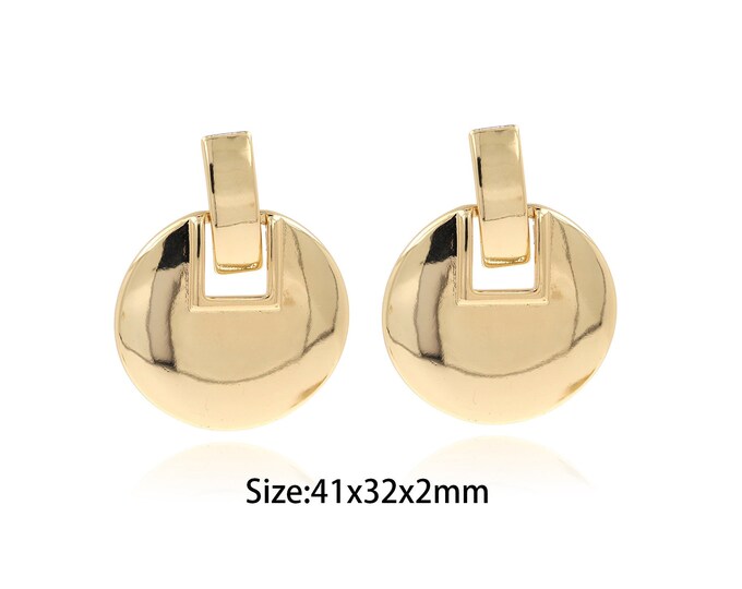 1 pair Gold Dainty Round Stud Earring,18K Gold Filled Round Stud Earrings,Simple Stud Earrings,Gift for Her,41x32x2mm