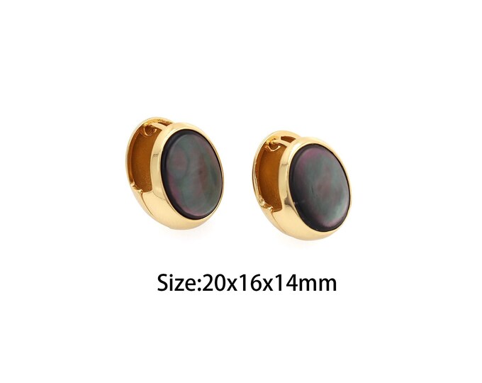 1Pair Boho Earrings 18K Gold Filled Round Shell Earrings  Polygonal Earrings Fine Earrings Gift for Her,Round Earrings,20x16x14mm