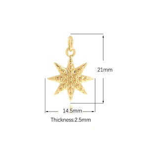 10PCS  18K Gold Filled Mini Polaris Pendant, Gold Polaris Necklace, Polaris Charm, Star Pendant, Star Charm 21X14.5X2.5mm
