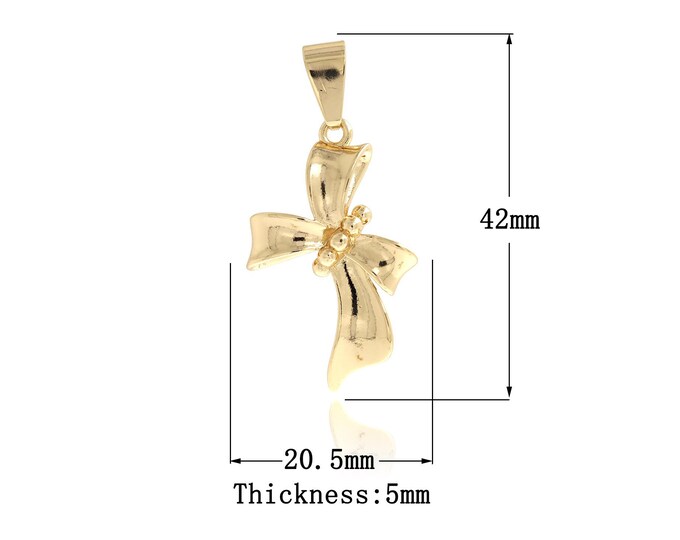 1 Pcs 18K Gold Filled Bow Pendant, Bow Tie Charms, Bow Necklace for DIY Jewelry Making Supplies
