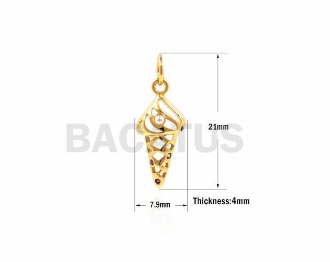 1PCS Lce Cream Pendant, ice Cream Charm. Lce Cream Pendant, Cream Egg-Shaped Pendant, Suitable For Jewelry Making Products 21x7.9x4mm
