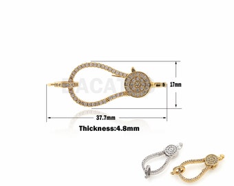 Fermaglio di aragosta pieno d'oro 18K, fermaglio artiglio aragosta CZ, esaltatore a fermaglio cubo, bracciale Clasp Lobste Clasp Charm 37.7x17x4.8mm