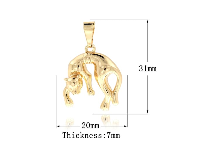 18K Gold Filled Money Leopard Pendant, Jaguar  Charms, Money Leopard Necklace for DIY Jewelry Making Supplies