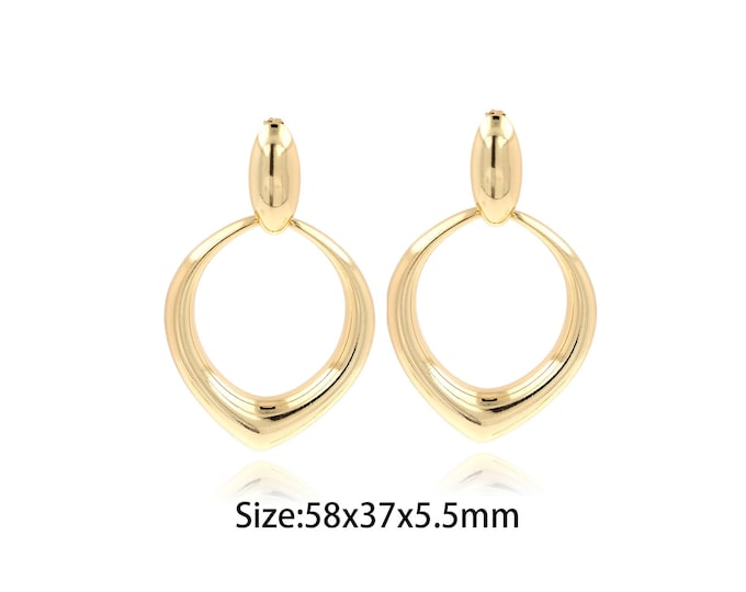 WaterDrop Earrings, 18K Gold Filled Bar Earrings, Boho Earrings, Water Drop Earrings,Gift For Her, 58x37x5.5mm