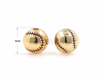 Baseball Spacer Beads, Enamel Baseball, Sports Charm, Baseball Bracelet,Suitable For Jewelry Making Supplies 9.5mm 1pcs