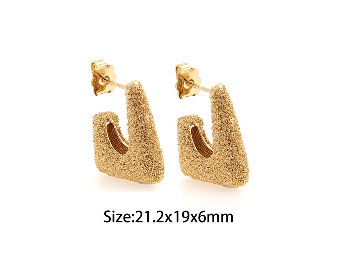1 pair 18K Gold Filled Square Stud Earrings,Gold Dainty Square Stud Earring,Simple Stud Earrings,Gift for Her,21.2x19x6mm