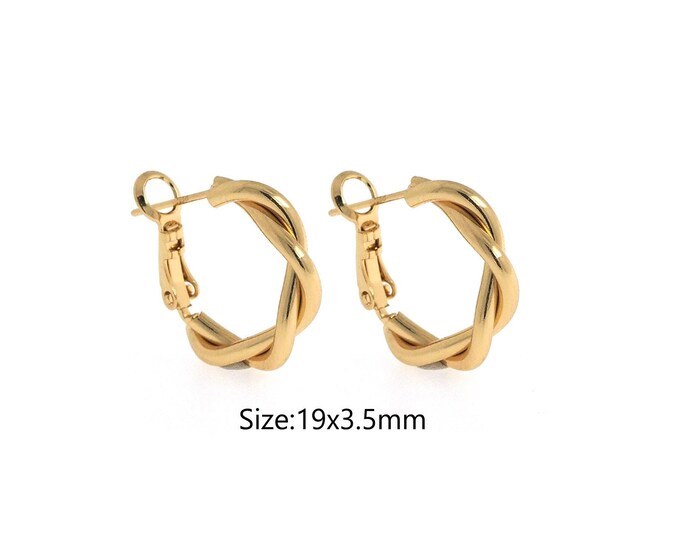 1 Pair,Crescent Earrings,18K Gold Filled Dainty Earrings,Twist Moon Earrings, Gift for Her, Moon Charm,19x3.5mm