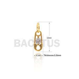 1 STÜCK Gold Sicherheitsnadel Anhänger, Mini Pin Halskette, Pin Anhänger, CZ Pin Schmuck, DIY Schmuckherstellung Zubehör 13x4,3x1,8mm