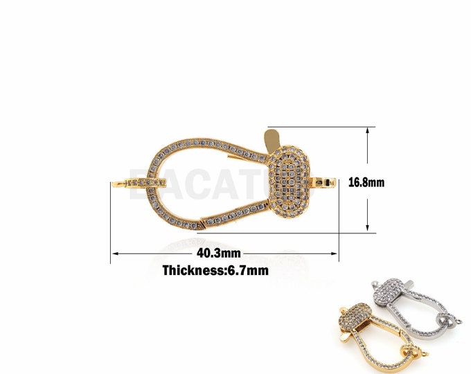 18K Filled Gold Micro-Pave Lobster Clasp, CZ Lobster Clasp, Bracelet And Necklace Clasp, Suitable For Jewelry Making Supplies 40x16.8x6.7mm