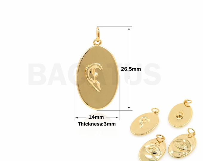 Oval Pendant,Ear Pendant,18K Gold Filled Five Senses Pendant,Oval Charm,Eye Pendant,Nose Charm,Tear Eye Charm,DIY Jewelry Supplies,26.5x14x3