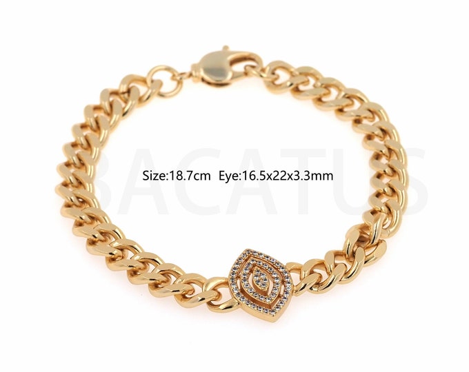 1pcs Eye Bracelet Cable Chain, 18K Gold-Filled Twisted Texture Paperclip Chain, Twisted Texture Oval Chain, Bold Oval Chain