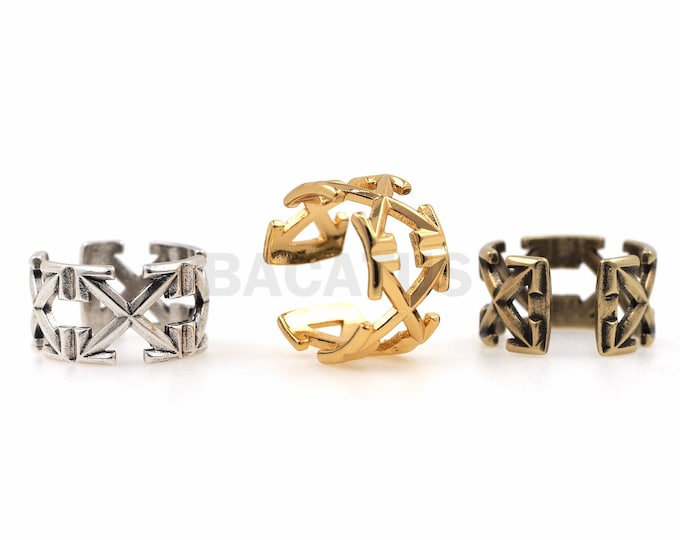 1PCS Cross ring Hollow ring Adjustable women's minimalist ring Open ring 18K gold filling