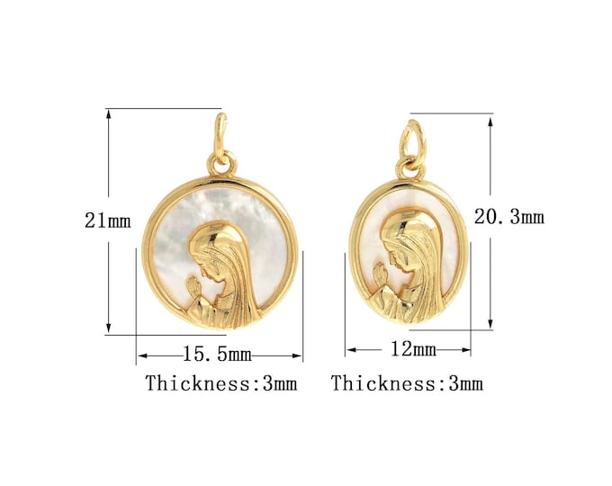18K Gold Filled Virgin Charm, Religious Necklace, Micropavé CZ Our Lady Necklace, Maria Pendant, DIY Jewelry Supplies