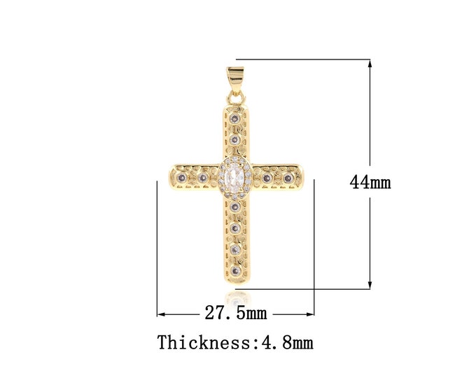 18K Gold Filled Cross Charm, Jesus Charm, Cross Charm, Simple Cross Pendant, Suitable For Jewelry Making Supplies 44x27.5x4.8mm