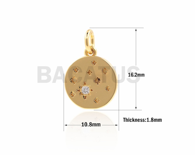 1PCS Star Pendant, Micro-Pave Star Pendant, Gypsophila Necklace, Exquisite Charm, Suitable For Jewelry Making Products 16.2x10.8x1.8mm