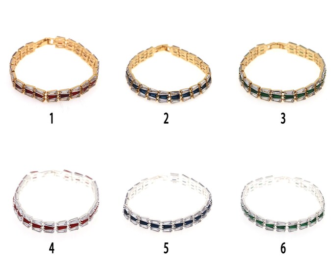CZ  Simple Bracelet,18k Gold Filled Tennis Bracelet,Gold Dainty Diamond Bracelet,Gift for Her