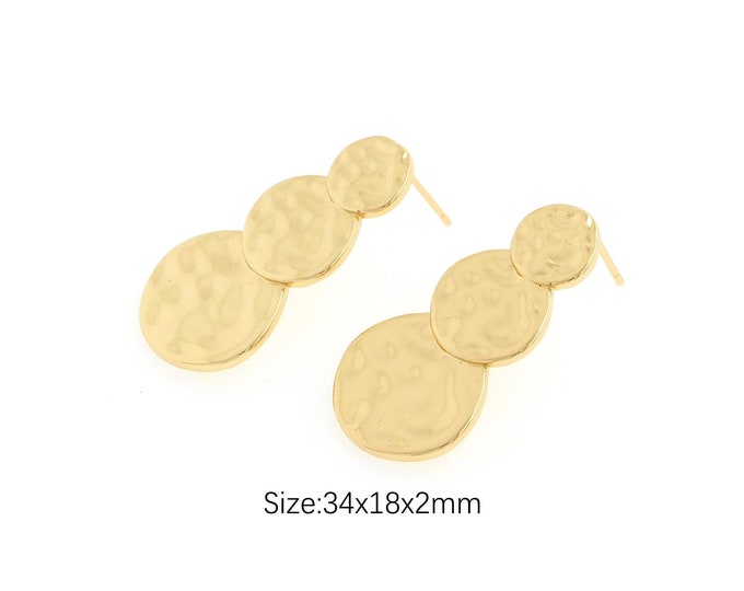 1 pair Gold Dainty Round Stud Earring,18K Gold Filled Round Stud Earrings,Simple Stud Earrings,Gift for Her,34x18x2mm