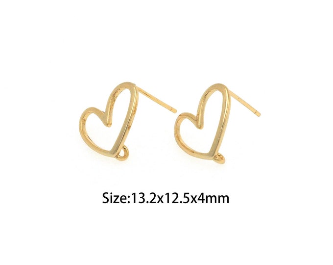 1Pair Heart-Shaped Zircon Earrings 18K Gold Filled Heart-Shaped Earrings Zircon Heart-Shaped Earrings Heart-Shaped Hoop 13.2x12.5x4mm