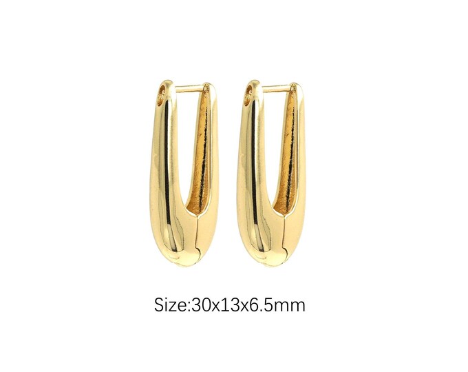 1pair 18K Gold Filling Square Earrings,Gold Dainty Square Earring,Simple Earrings,Gift for Her,30x13x6.5mm