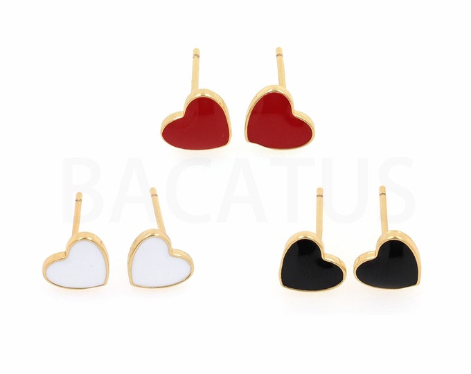 1Pair Heart-Shaped Earrings, Heart-Shaped Enamel Earrings Valentine’s Day Gift, Gift For Her, Romantic, Everyday Wear, Chic 7x8x1.5mm