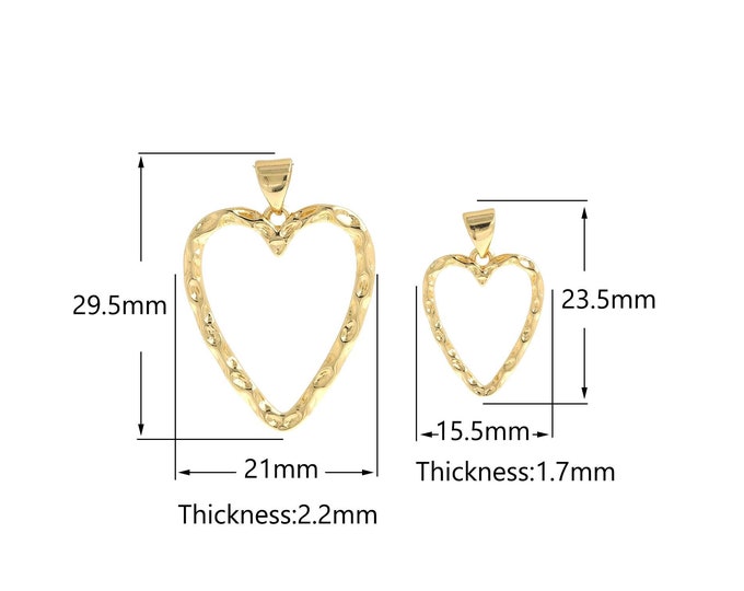 MicroPave CZ Hollow Heart Pendant 18K Gold Filled Love Charm,Cubic Zirconia Pendant DIY Jewelry Making Supplies,