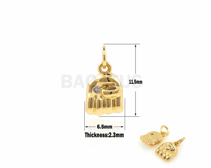 1PCS Fist Pendant Necklace Boxing Jewelry Human Fist Charm Hamsa Hand Charm Power Charm Gold-filled Fig Amulet Bracelet 11.5x6.5x2.3mm