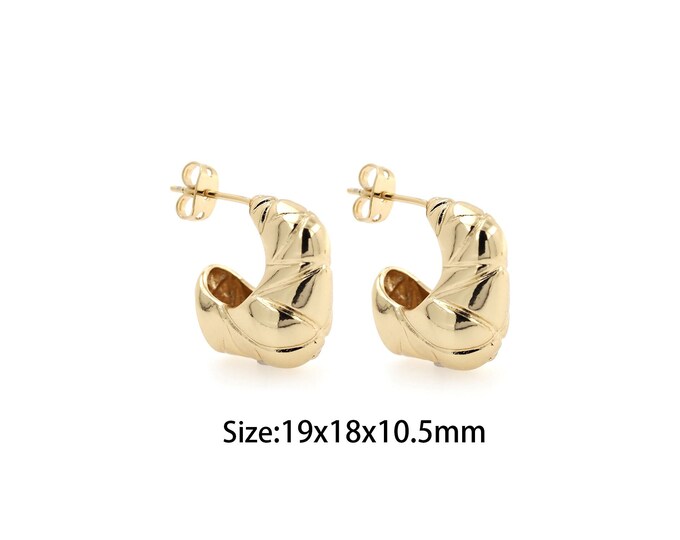 1 pair Gold Dainty Square Stud Earring,18K Gold Filled Square Stud Earrings,Simple Stud Earrings,Gift for Her,19x18x10.5mm