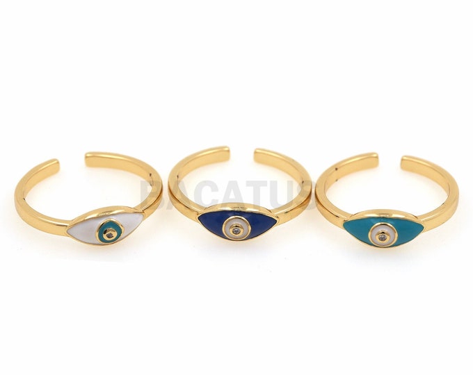 18K Gold Filled Devil's Ring, Enamel Magic Eye Ring, Adjustment Ring, Open Ring, Enamel Eye Ring, Delicate Ring, Daily Ring