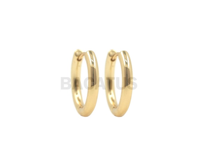 18K Gold Filling Round Earrings Hoop Earrings, Small Circle Charm, Minimalist Round Earrings, Simple Geometric Circle DIY Jewelry Making