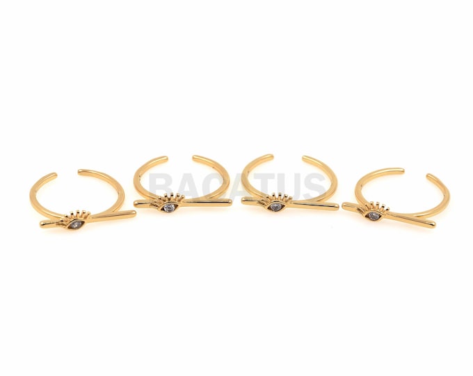1pcs, 18K Gold Filled Adjustable Ring,Eye Ring, Line Ring, Magic Eye Charm, Thin Ring, Eye Ring, Micro Pavé Zircon Ring